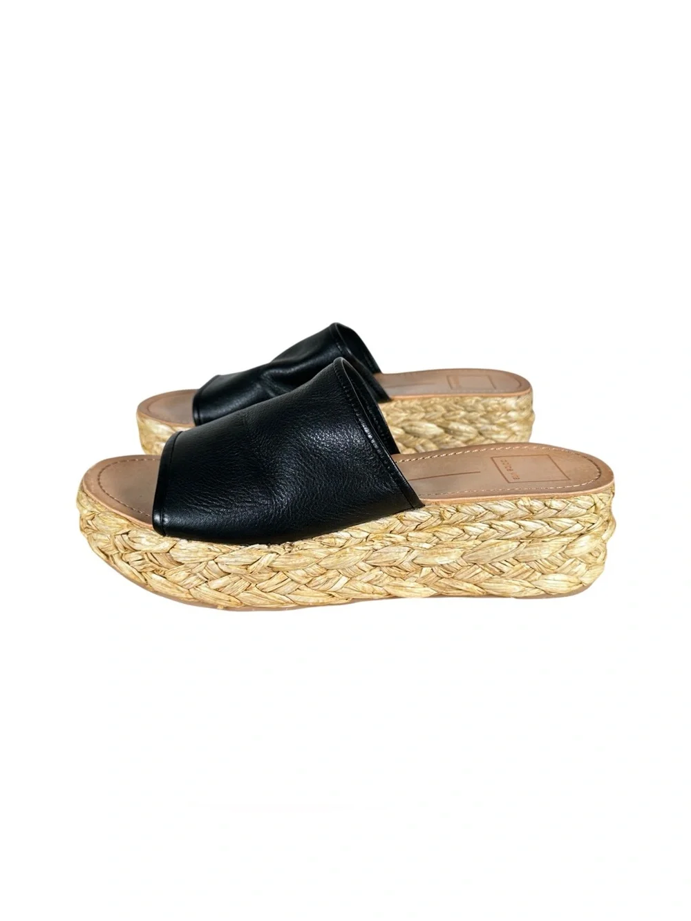 DOLCE VITA Chavi Raffia Platform Slide Leather Sandals - Picture 2 of 9